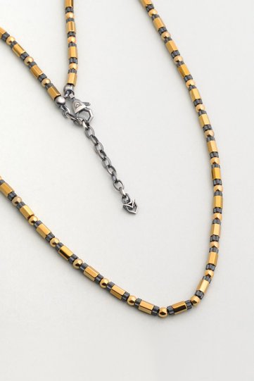65 cm Silver Men's Necklace with Hematite Stone Oxide