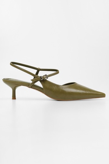Women's Lea Oil Green Shiny Stiletto