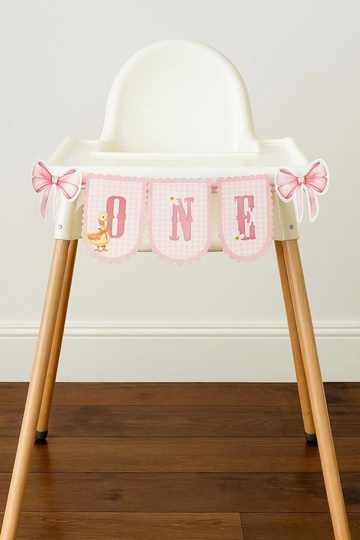 Daisy Themed Bow Duck One Banner *Thick Paper