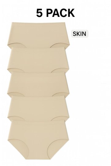Pack of 5 Extra High Waist Laser Cut Shaping / Sculpting Bikini Panties – No Marks, Stitch-Free , Flexible