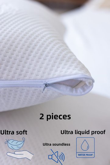 Waterproof Ultra Luxury Pillow Protector Ultra Soft Ultra Silent 2 Pieces Ultra Luxury Pillow Protector