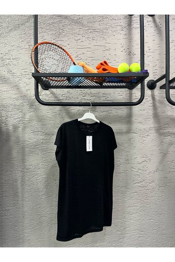 Soft Textured T-Shirt with Side Slits Black Missts2522