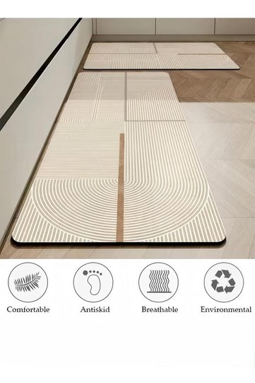 2-piece Kitchen Mat And Carpet Set, Non-slip Quick-drying Diatom Mud Floor Mat 40*60 40*120cm