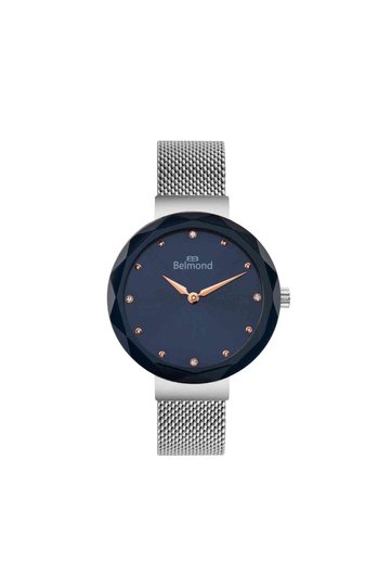 Srl1040.390 Navy Blue & Silver Steel Cord Women Wrist Watch