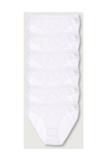 Women's White 6 Pack Bikini Panties ELF568T0635CCM6