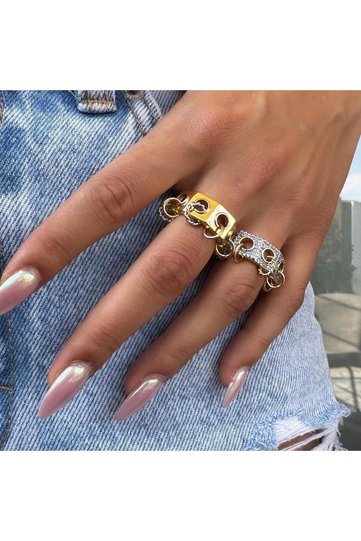 Adjustable Ring Detailed Ring (with Stone)