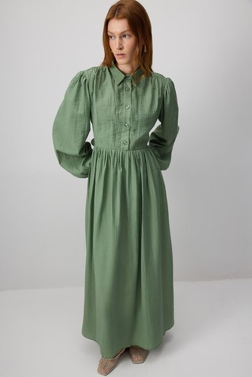 Belt Shirt Collar Dress