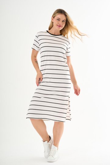 Short Sleeve Slit Long Dress