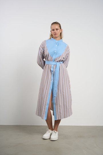 Women's Plus Size Striped Belted Shirt Dress (44-50) |   25165