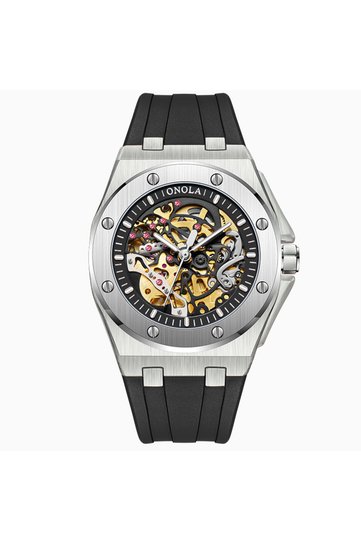 silver black ONOLA Watch Top Brand Luxury Sports Men Wristwatch Waterproof Automatic Mechanical Wat