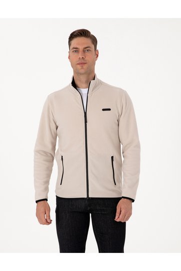 Stone Regular Fit Fleece Cardigan 50314014-Vr049