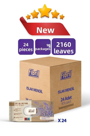 مناديل مبللة معطرة باللافندر 24x90 Pk 2160 ورقة خلاصة طبيعية، قماش قابل لإعادة التدوير
