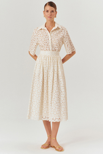 Fisko Patterned Cotton Midi Length Regular Skirt