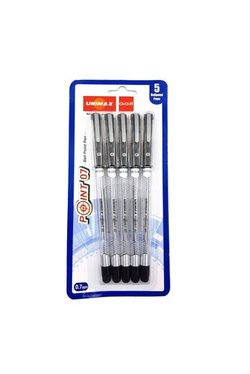 Point 07 Black Pen 0.7mm – Pack Of 5 Smooth Writing Gel Pens