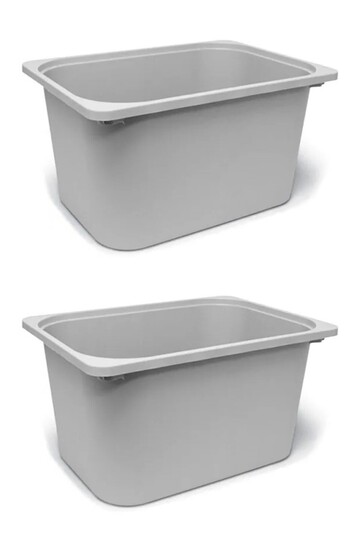 Qui̇ck 2 Pieces Gray Children's Room Furniture Toy Storage Box 42X30X23 cm Set of 2 Storage Plastic