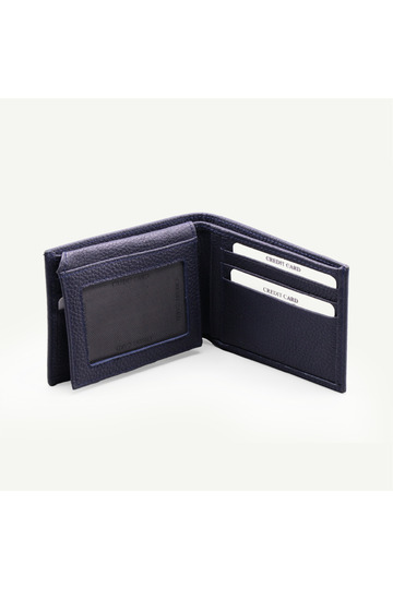 Genuine Leather Navy Blue Men's Wallet – Slim and Modern Card Holder Designyslaf0003-Dark Blue Floter Leather