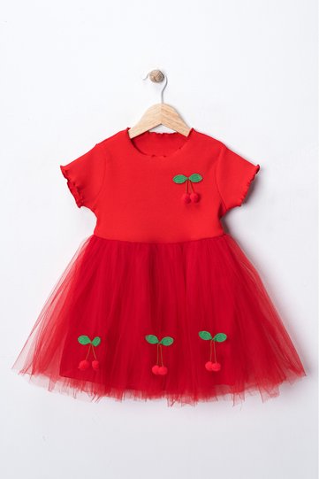 Cherry Tutu Dress Birthday Princess Fluffy Girl Kid Baby Party Dress