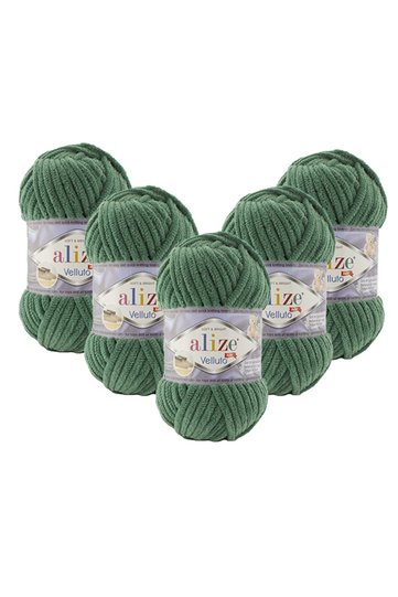 5 Pieces Velluto Velvet Hand Knitting Yarn 532 Green