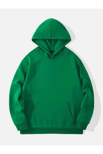 Plain Basic Thick Winter Sweatshirt - Nefti Green Oversize Hooded