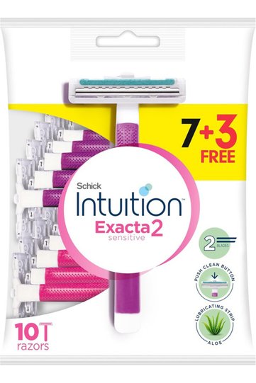 Exacta2 Sensitive Disposable Razor for Women, 7+3 Pack,Ultra thin 2 Blades