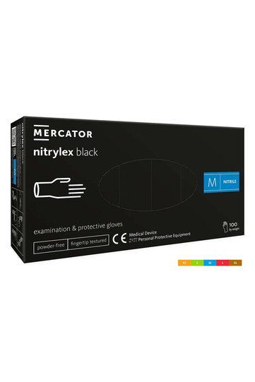 MANUSI MEDICALE DIN NITRIL FARA PUDRA PREMIUM NEGRU , MARIMEA M 100BUC