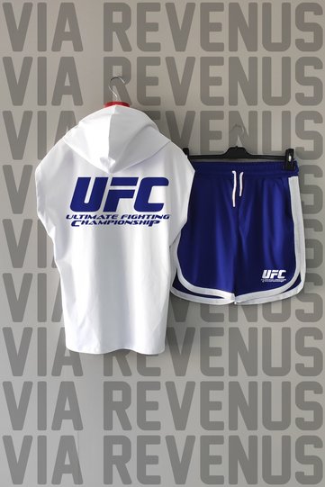 Ufc Front and Back Printed Zero Sleeve Hooded Sports Tshirt and Custom Jersey Fabric Sports Shorts