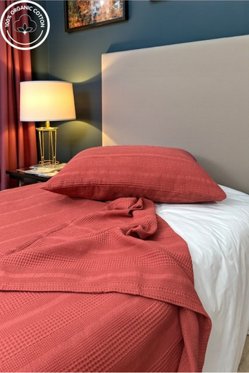 "طقم بيكيه فردي من القطن بنسبة 100% مع حواف (بيكيه-160x230، غطاء وسادة-50*70) ناعم وقابل للتنفس