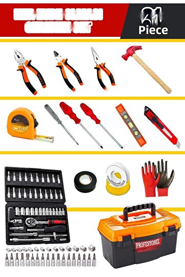 Premium Series 61 Pcs Full Set 46 Socket Set Pliers Pickpocket, Screwdriver Set, 3 Meter Full Set