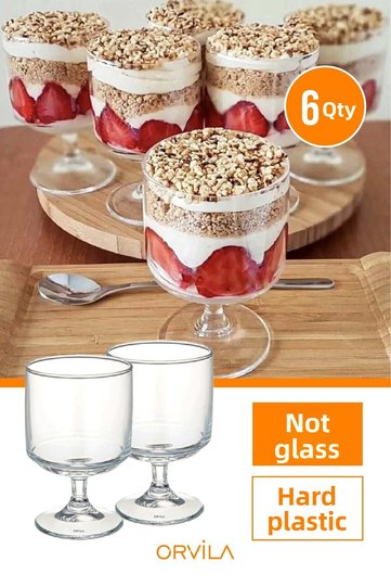 Plastic Magnolia Dessert Serving Glass | 6-Pack Acrylic Magnolia Ice Cream Pudding Bowl (NOT GLASS)
