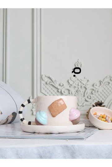 Handmade Ceramic Mug with Cupcake Figure