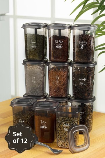 12Pcs 450ml Luna Spice Rack with White Screen Printing Label