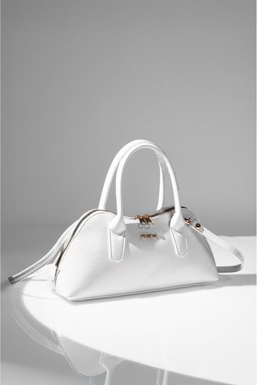 Women's White Hand and Shoulder Bag