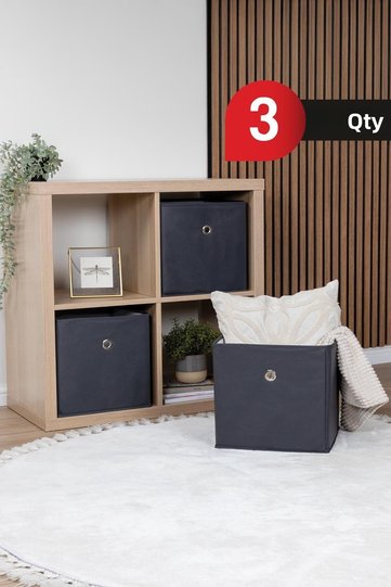 3-Piece In-Cabinet Laundry Toy Organizer Coverless Storage Box Organizer 30x30x30