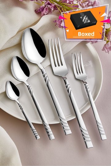 Zagori 30-Piece Patterned 6-Person Stainless Steel Flatware Set