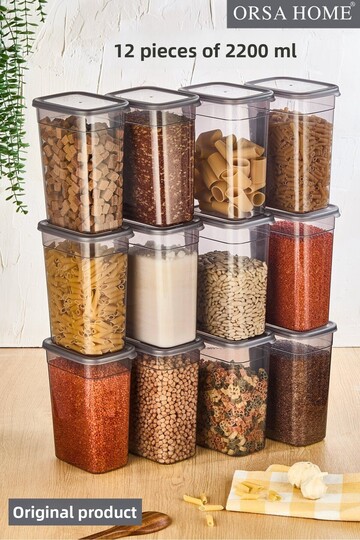 عبوة من 12 حاوية تخزين طعام سعة 2200 مل أنثراسيت 267