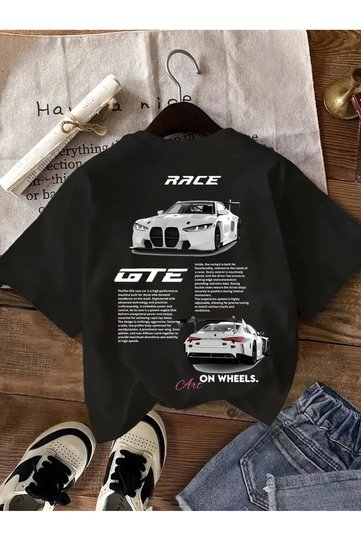 Unisex Daily Race Car Printed Teen Oversize T-Shirt