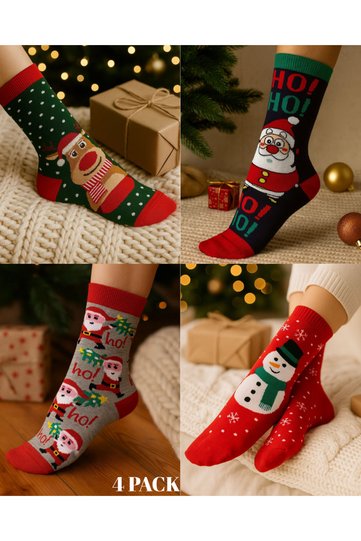 Pack of 4 New Year Unisex Socket Socks