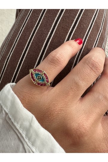 Fuchsia Framed Little Finger Ring