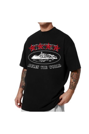 Crtz Printed Oversize Women/Men Unisex Crew Neck Black Tshirt