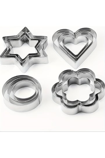 slivery 12pcs 12pcs Metal Cookies Cutters Set, Creative Star Cookie Cutter, Round/Heart/Flower Shape