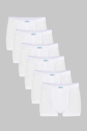 Men's White Modal Cotton Lycra Flexible Boxer 6-Piece Premium Pack