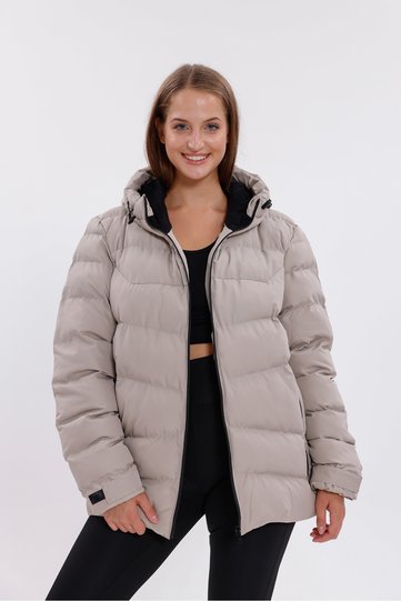 Women's Stone Lined Fur Hooded Waterproof Wind Resistant Fiber Filled Inflatable Winter Coat