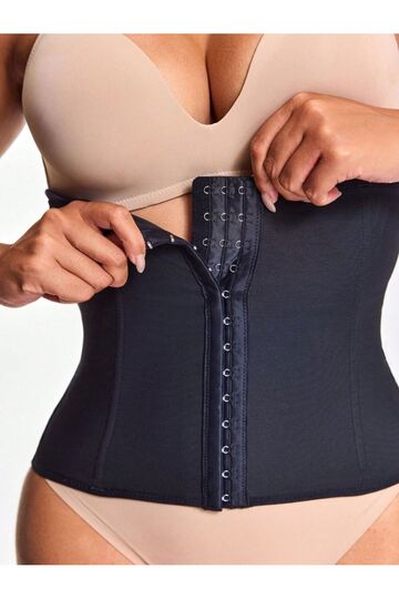 Fogliano Model Abdominal Straightener Waist Shaper Strapless Latex Corset Black Color