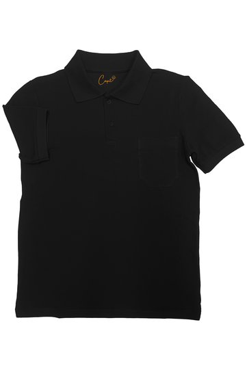 Cotton piece Pocketed polo neck short sleeve black t-shirt father's day