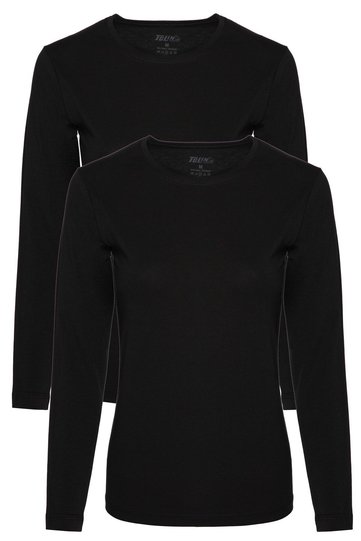 Women's Black 2-Piece Long Sleeve Cotton Lycra Undershirt 6217