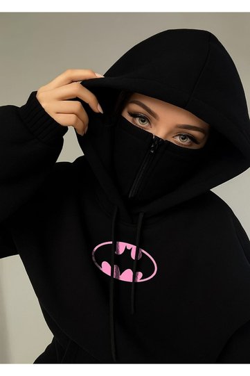سويت شيرت بغطاء للرأس مطبوع عليه اوريغامي