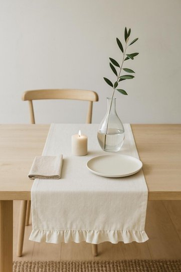 Ruffled Linen Runner