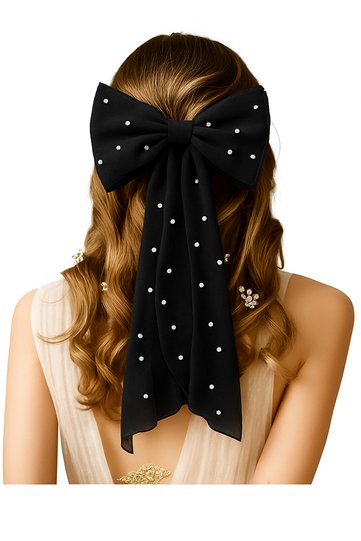 Scalloped Hair Clip with Pearl Bow Detail