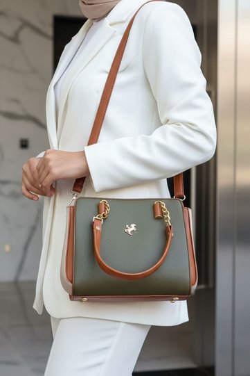 Women's Polo 4-Compartment Chain Detail Long Crisscross Straps & Clutch Bag (24x19 CM)