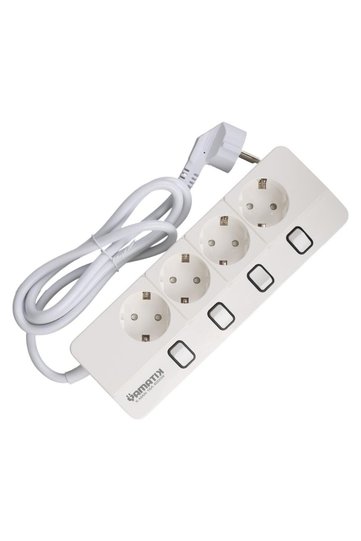 Yamatik X-Man-104 A-Class 4-Outlet Group Socket with Individual Switches, 2 Meter Cord, Surge Protection, 1400 Joules